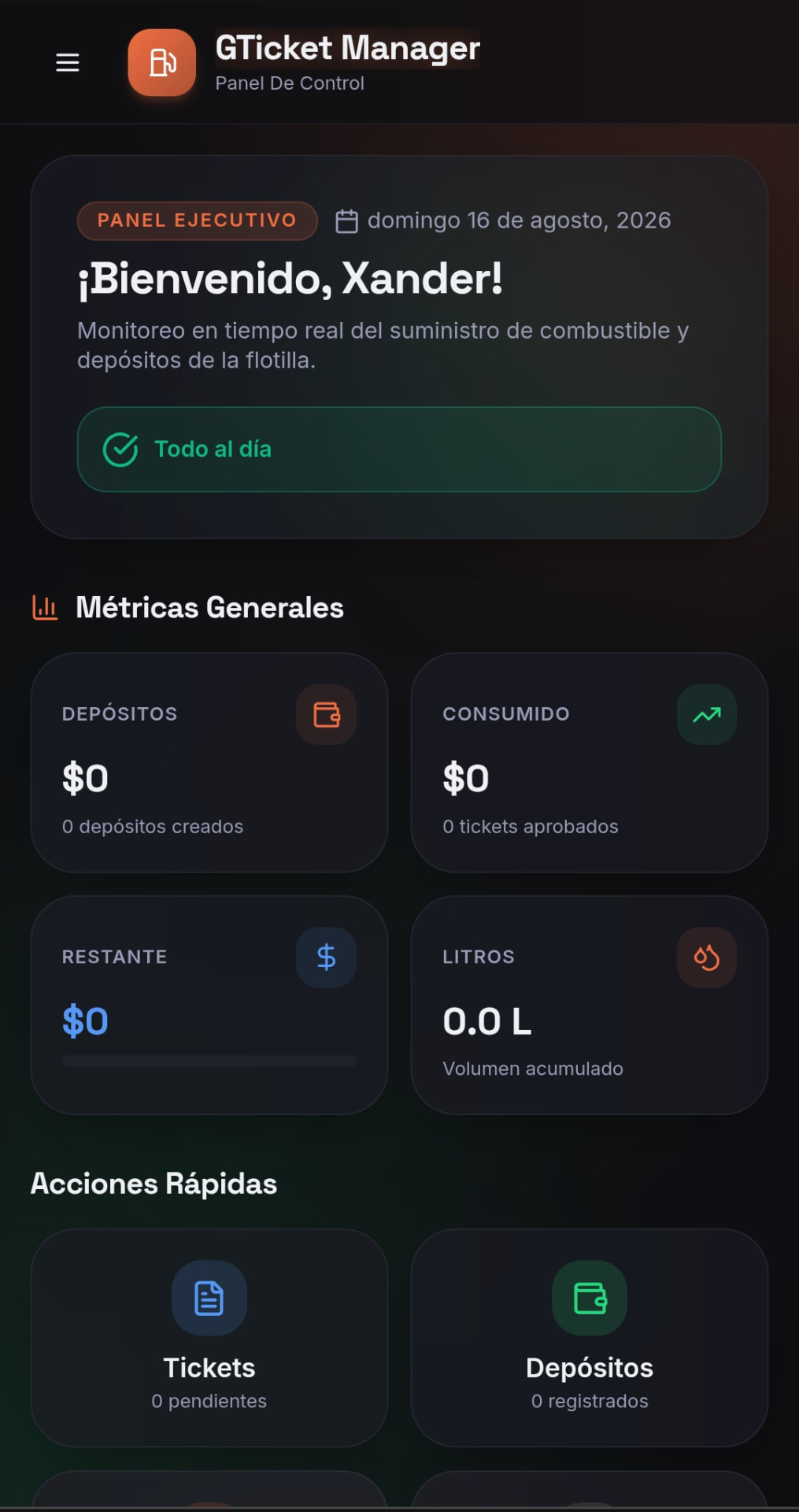 GTicket Manager – Panel ejecutivo